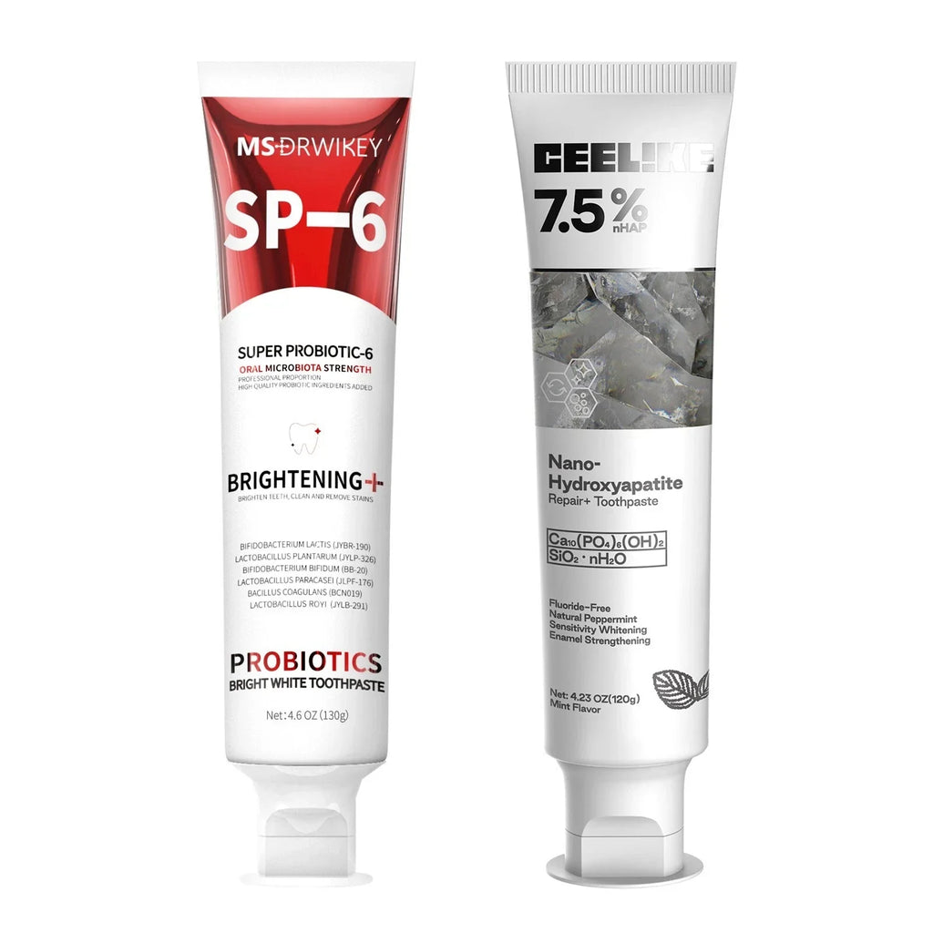 MSDRWIKEY SP-6 Whitening & CEELIKE 7.5% Hydroxyapatite Toothpaste – Packs-2